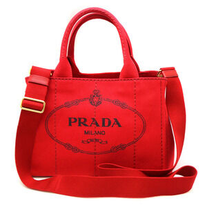 Prada Canapa Tote Bag Red Canvas